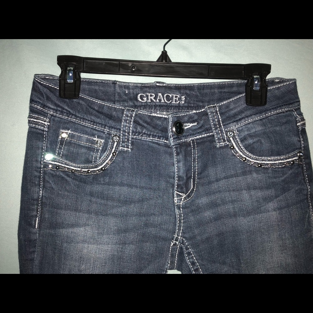 Grace in LA Womens Dark Wash Denim Bootcut Jeans